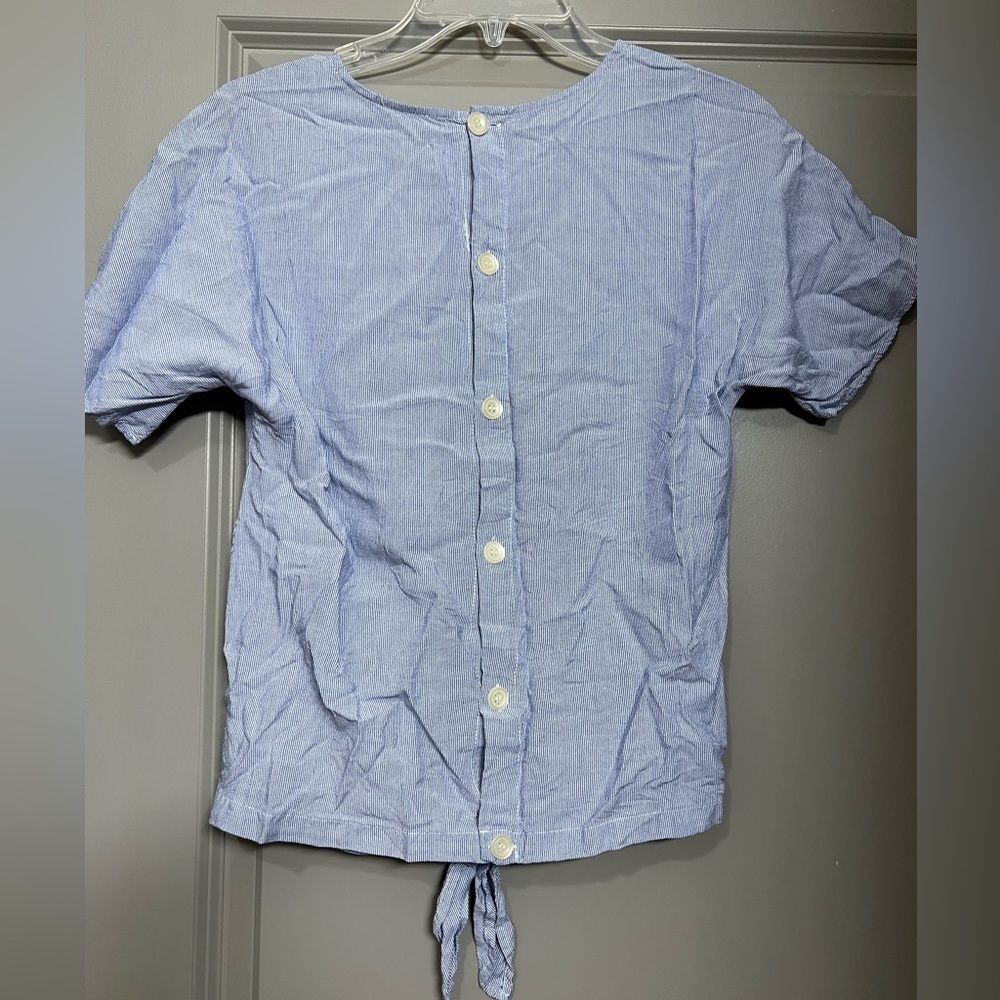 Madewell Button Back Striped Front-Tie Tee Size XXS - Picture 4 of 7